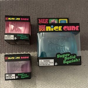 NeeDoh Nice Cube Set - Pink, Purple & Blue Super Solid Squish